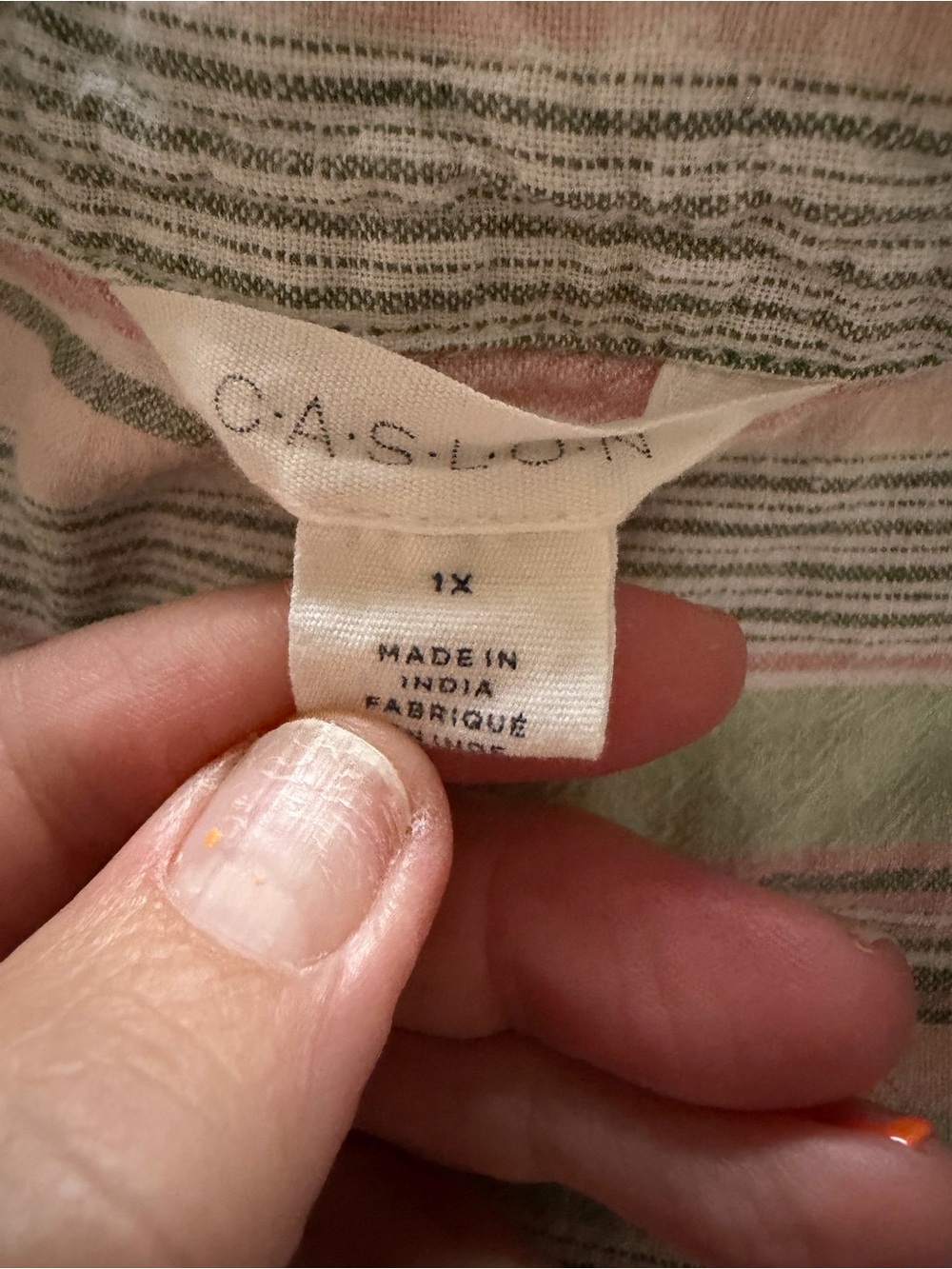 Nordstrom Calson Linen Striped Pastel Button-Up Shirt with Olive Linen Pants 1X - Picture 3 of 9